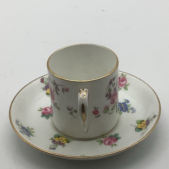 Crown Staffordshire England Roses and Pansies Demitasse Cup and Saucer - Picture 2 of 9